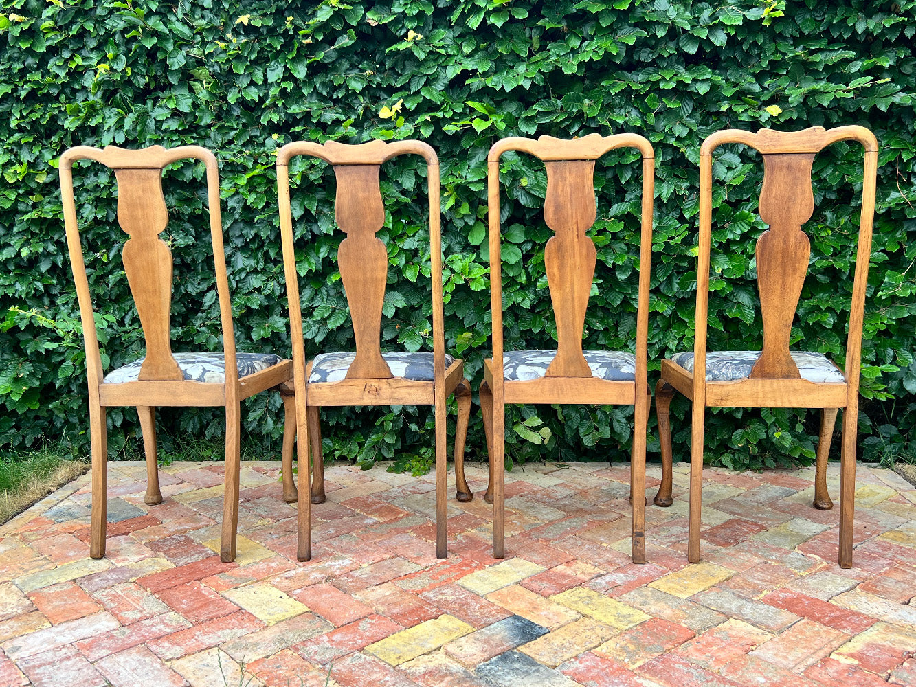 Restored Oak Queen Anne Style Dining Chairs (set of 4)