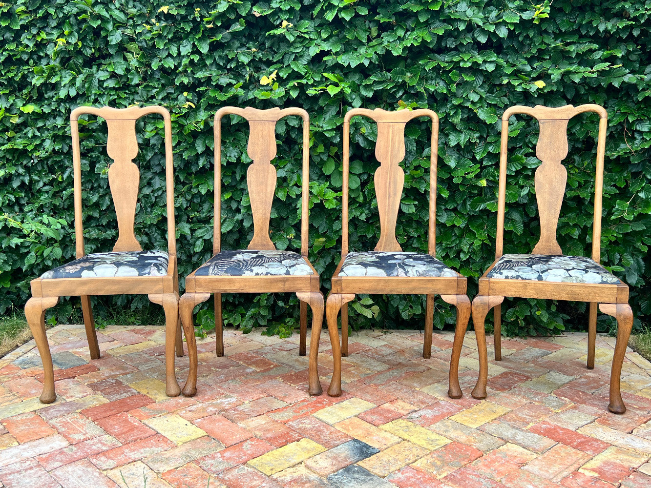 Restored Oak Queen Anne Style Dining Chairs (set of 4)