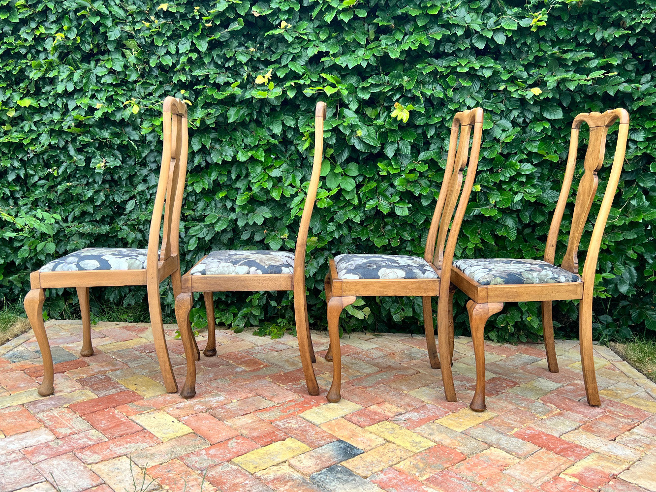 Restored Oak Queen Anne Style Dining Chairs (set of 4)