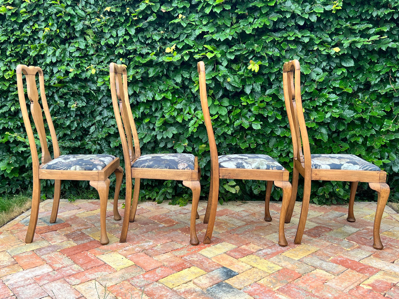 Restored Oak Queen Anne Style Dining Chairs (set of 4)